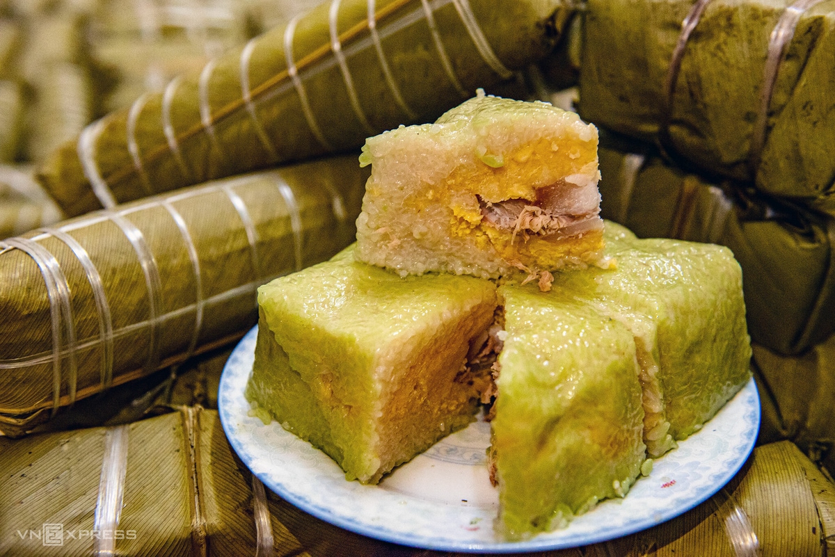 It’s filled with mung beans and pork, wrapped in banana leaves, and boiled for several hours